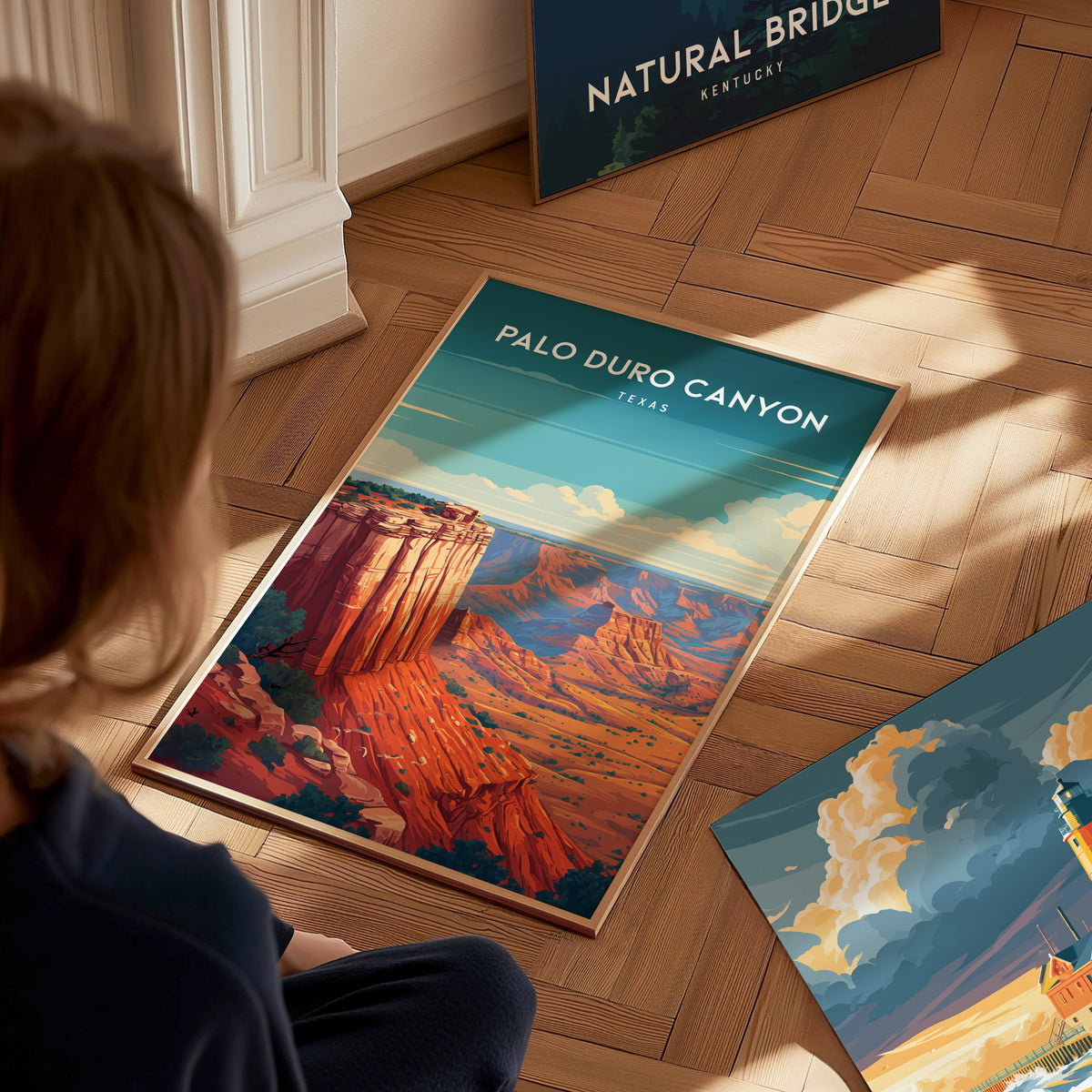 Palo Duro Canyon, Texas Poster | Red Rock Desert Destination Print Wall Art — styled in a modern interior