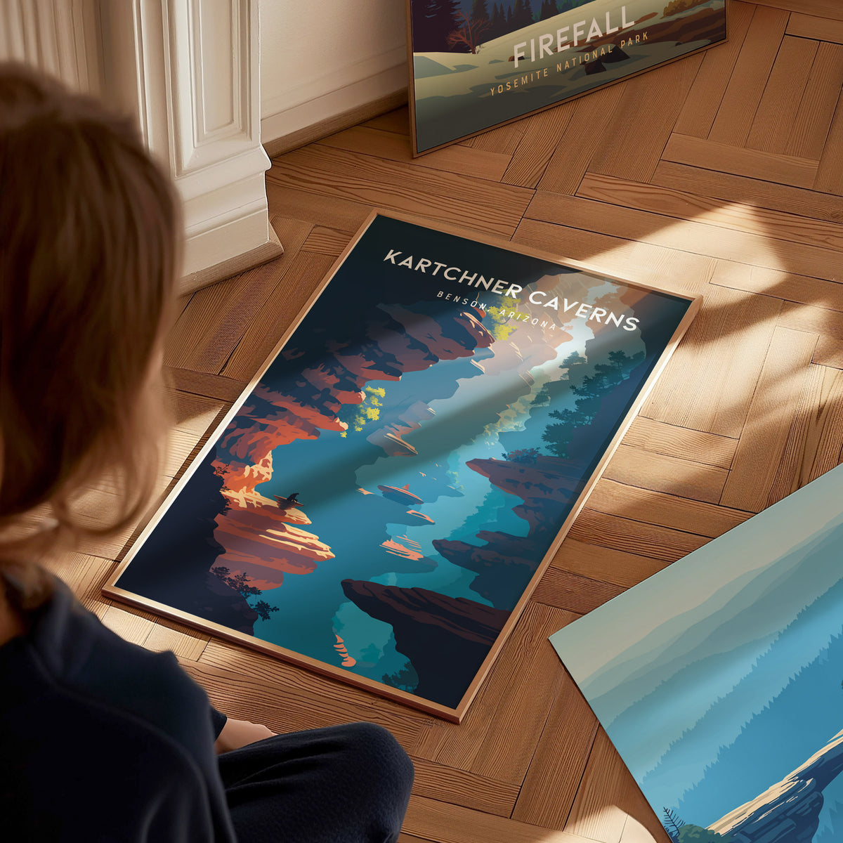 Kartchner Caverns, Benson, Arizona Poster | Underground Cave Destination Print Wall Art — styled in a modern interior