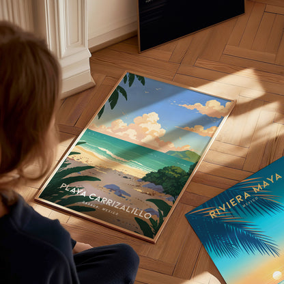 Playa Carrizalillo Poster | Puerto Escondido Oaxaca | Mexico Beach Art
