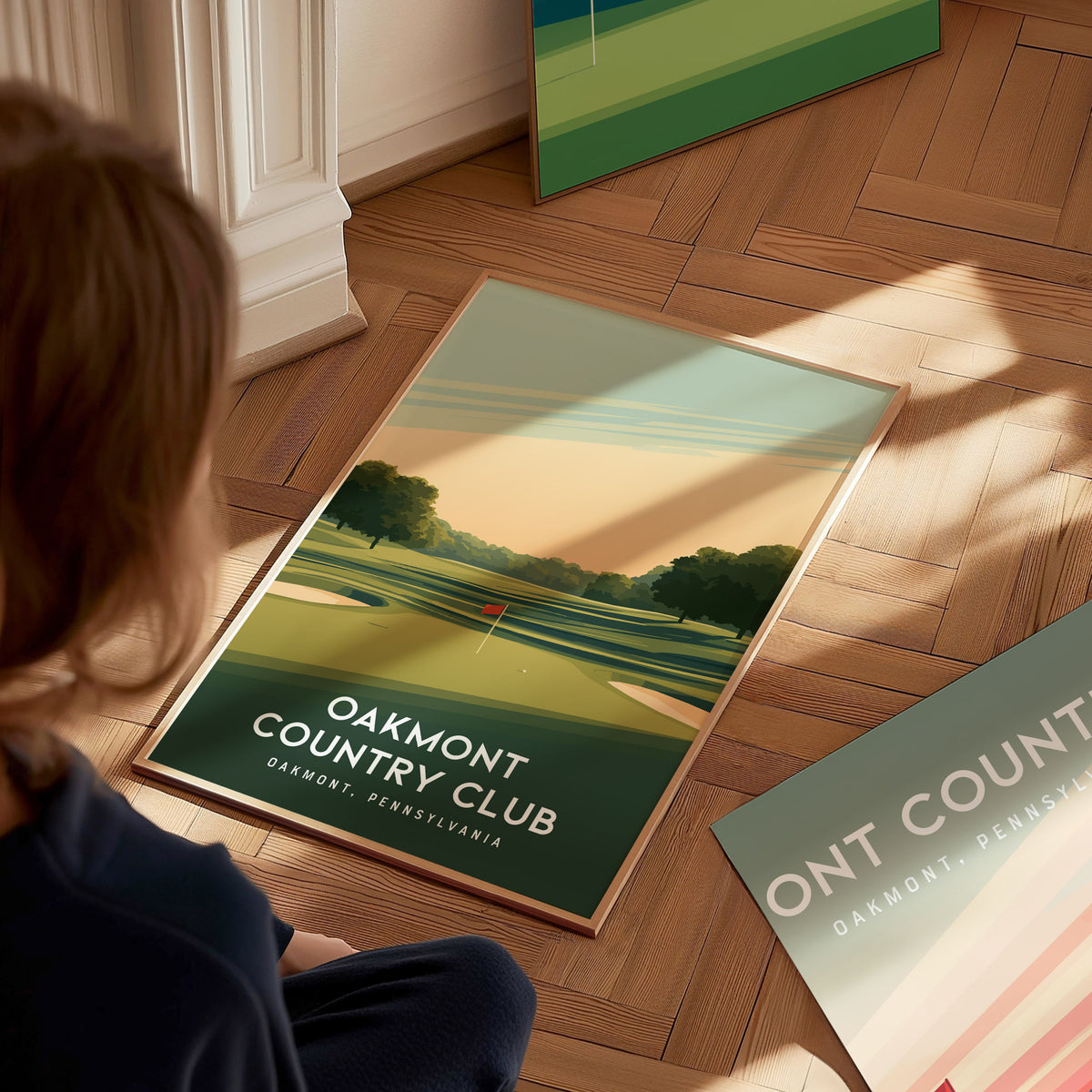Oakmont Country Club, Oakmont, Pennsylvania Poster | Classic Links Golfer Gift Wall Art — styled in a modern interior