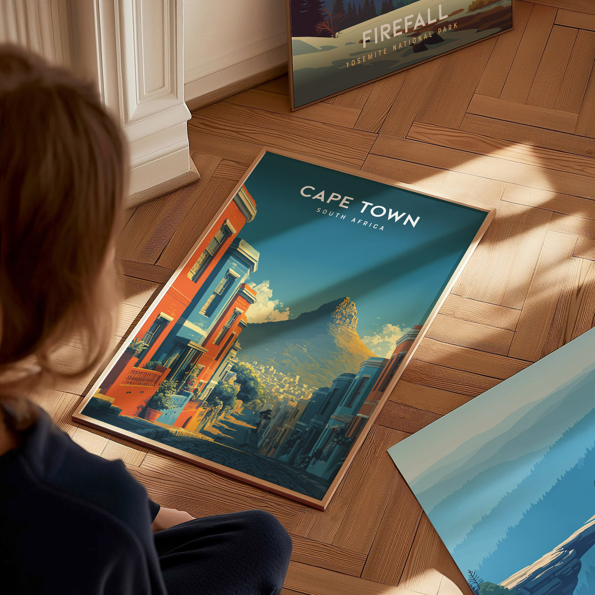 Cape Town, South Africa Poster | Table Mountain & Coastal Beach Decor Wall Art — styled in a modern interior