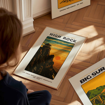 High Rock Lookout Vintage Poster | Gifford Pinchot Forest Wall Art
