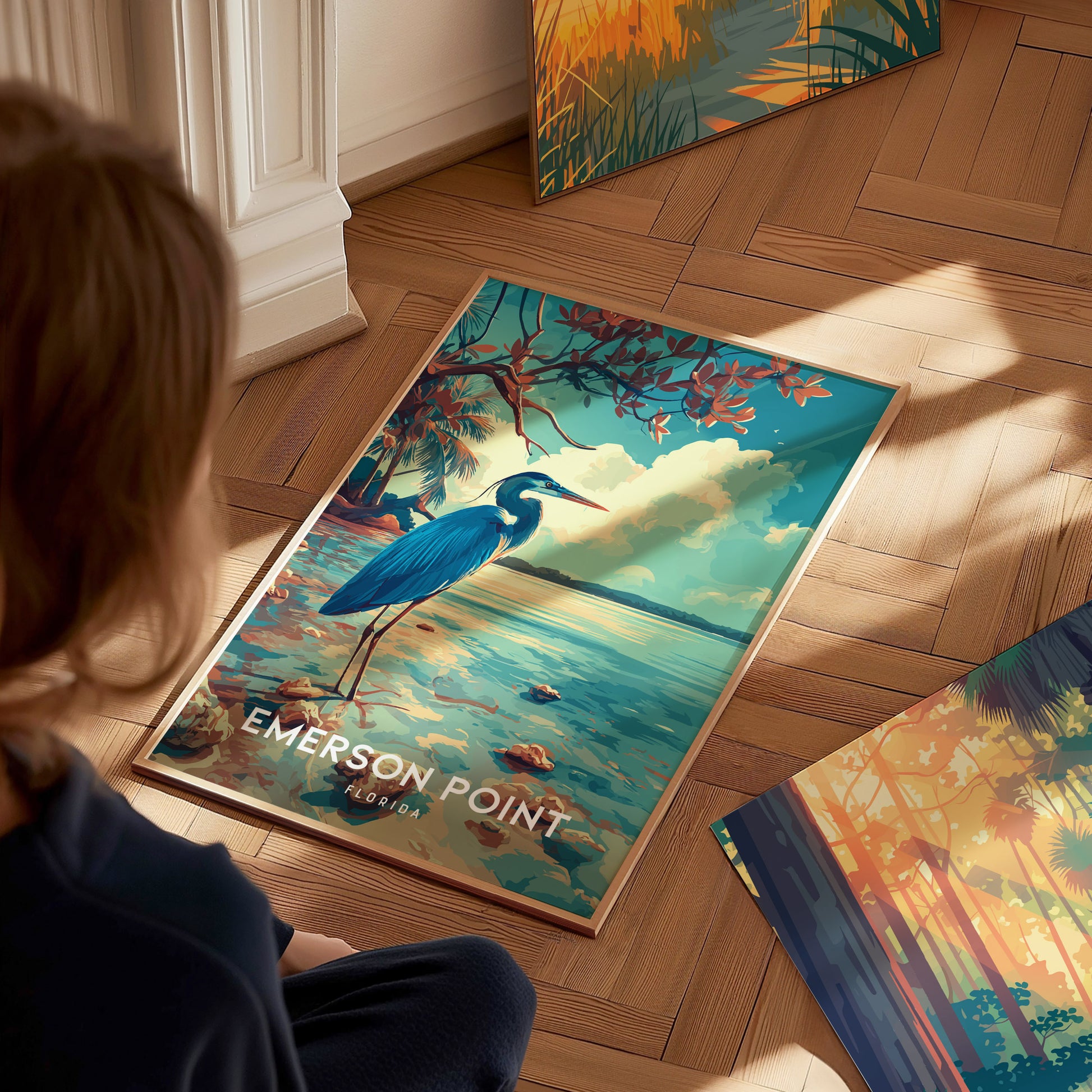 Emerson Point, Florida Poster | Mangrove & Marsh Preserve Wall Art — styled in a modern interior