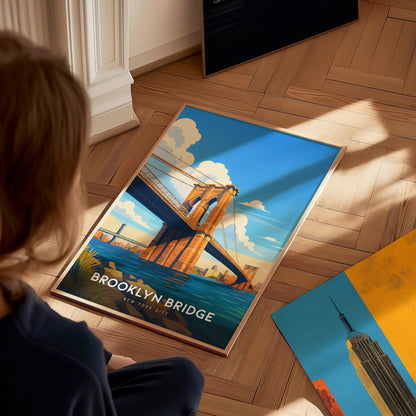 Brooklyn Bridge NYC Poster | Iconic New York Wall Art | Framed or Unframed