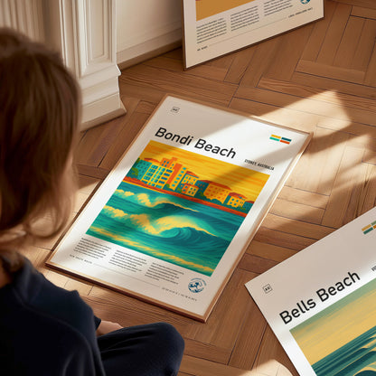 Bondi Beach Surf Spot Poster | Sydney Australia Surfer Wall Art | Framed or Unframed
