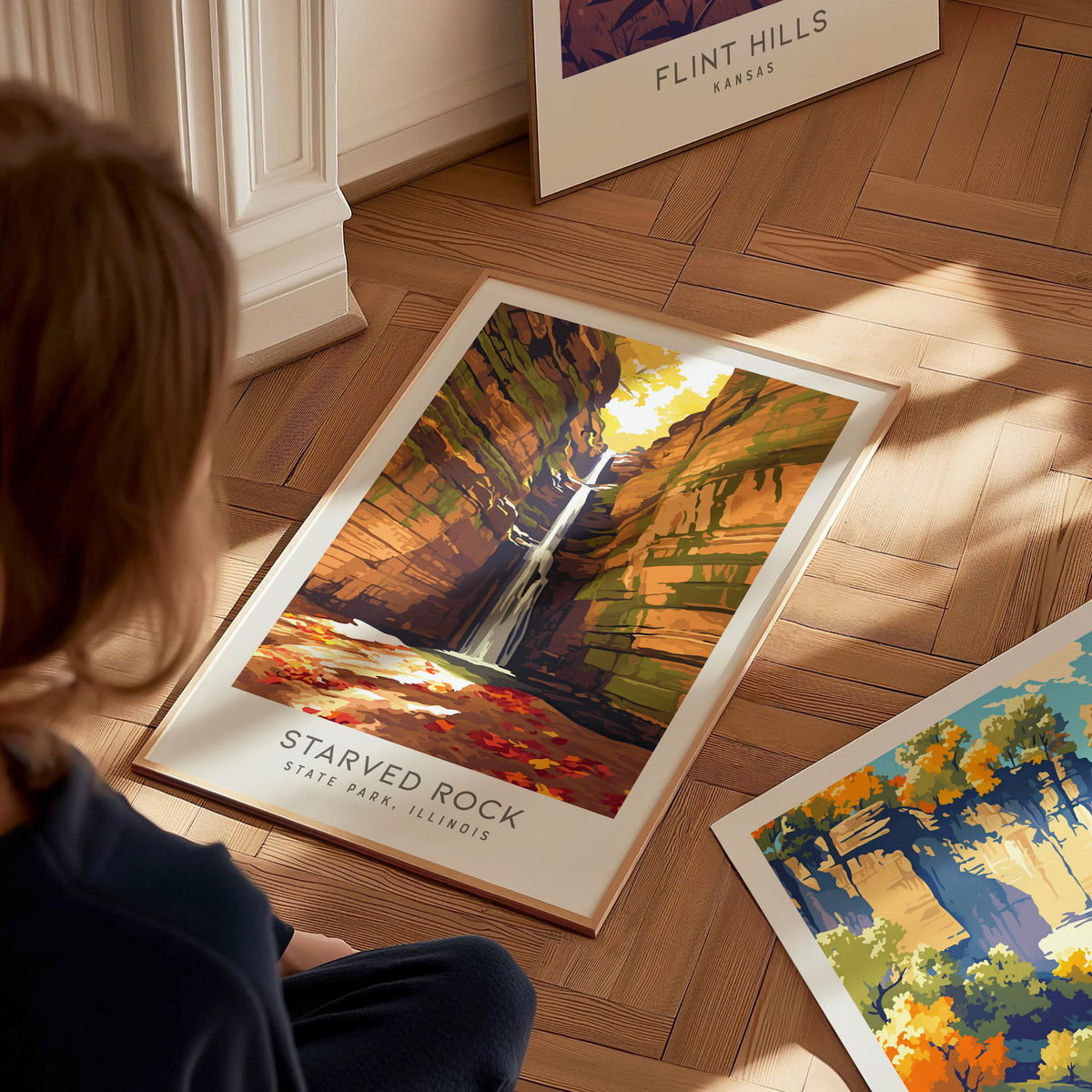 Starved Rock State Park Matte Border Poster | Illinois Travel Wall Art — styled in a modern interior