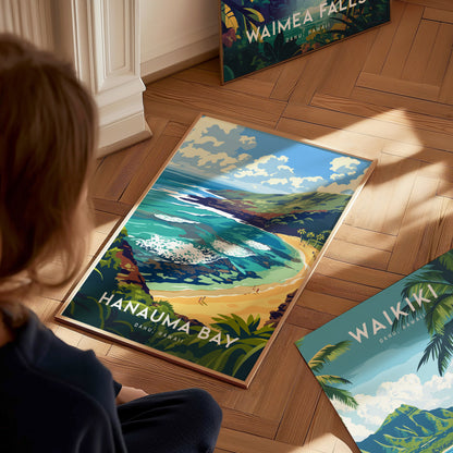 Hanauma Bay Poster | Oahu Hawaii Snorkeling Beach Wall Art