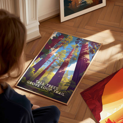 Tall Trees Grove Loop Trail Poster | Redwood National Park Art Gift