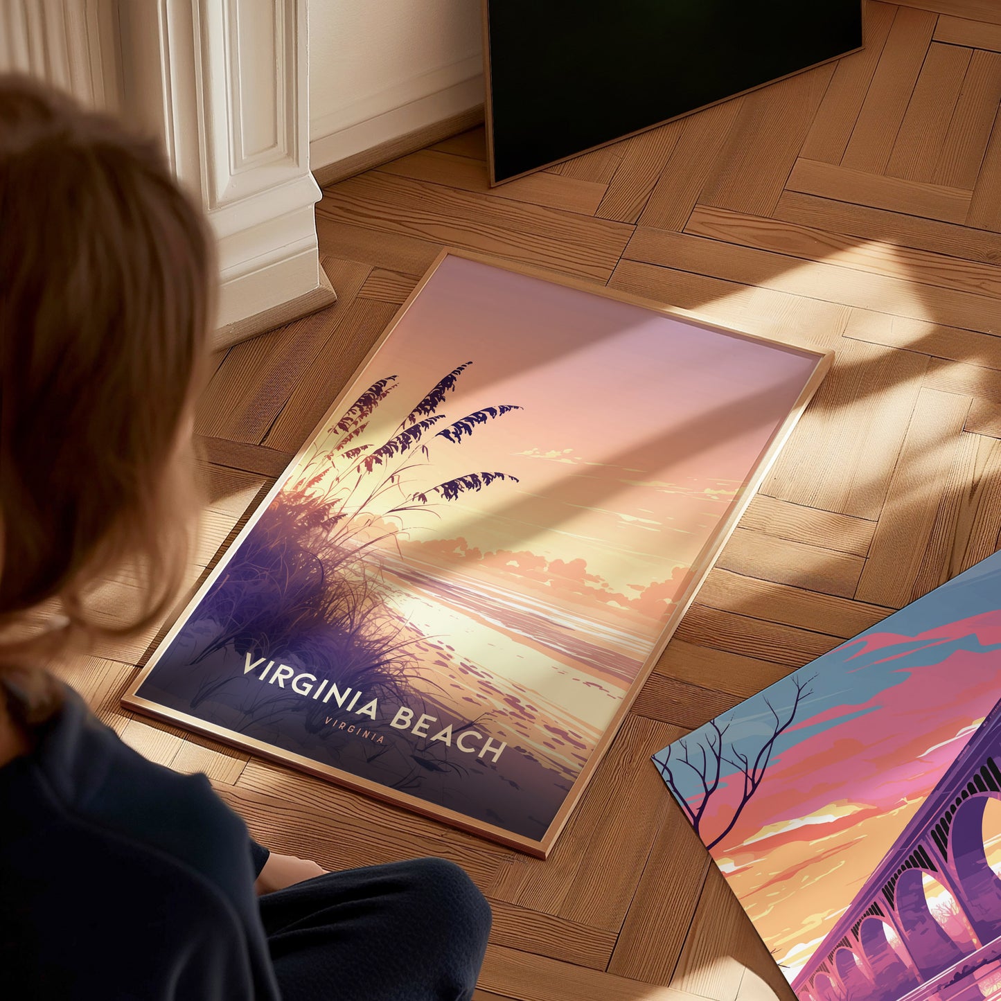 Virginia Beach Poster | Coastal Sunset Wall Art | Framed or Unframed