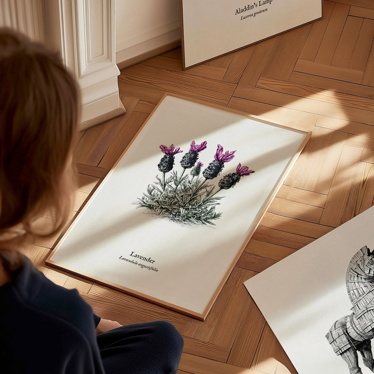 Lavender Poster | Lavandula angustifolia Pen and Ink Print Vintage Botanical Illustration Wall Art — styled in a modern inter