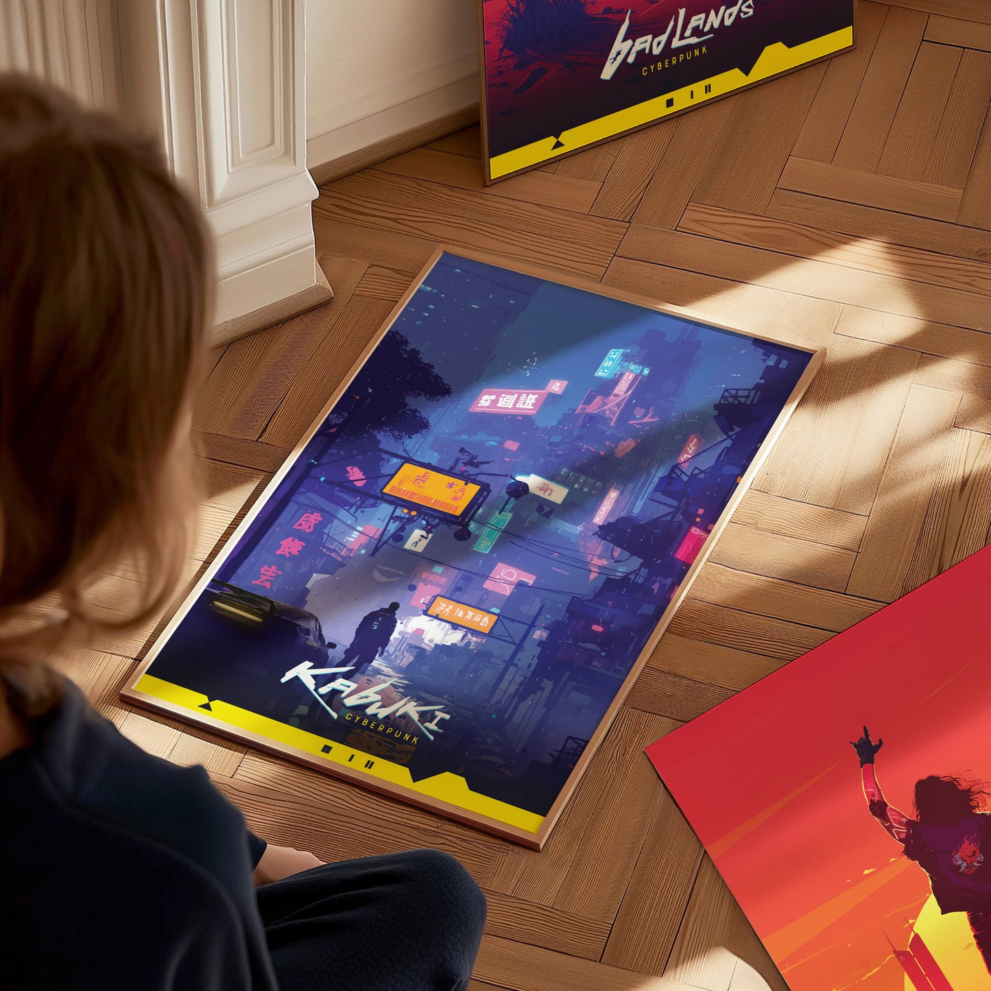 Kabuki Cyberpunk Poster | Night City Neon Market Wall Art