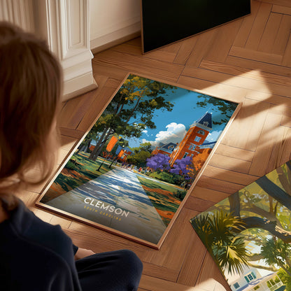 Clemson South Carolina Poster | College Town University Campus Wall Art