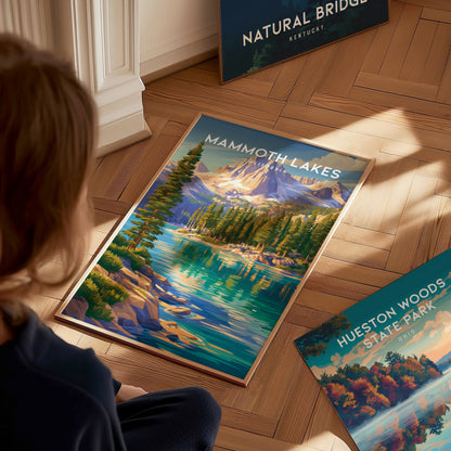 Mammoth Lakes, California Poster | Alpine Lake & Mountain Wilderness Wall Art — styled in a modern interior