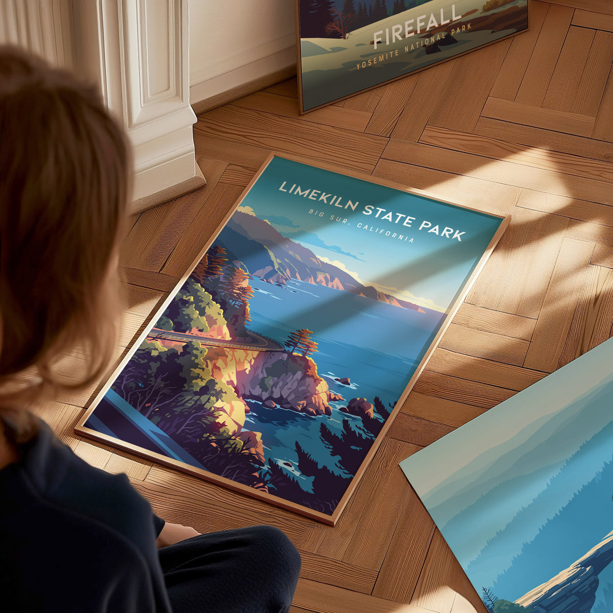 Limekiln State Park, Big Sur, California Poster | Redwoods & Coastal Cliffs Destination Print Wall Art — styled in a modern i