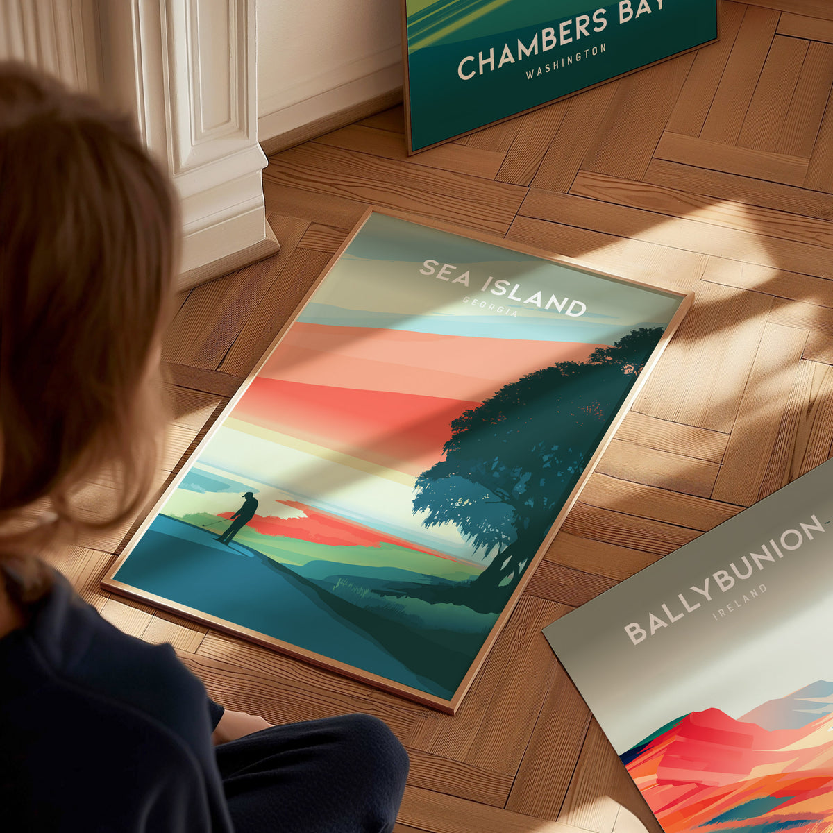 Sea Island, Georgia Poster | Golden Marshes & Fairways Golf Wall Art — styled in a modern interior