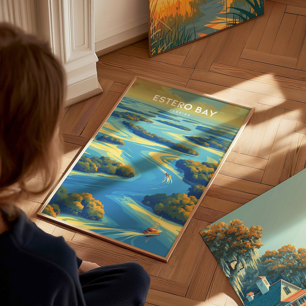 Estero Bay, Florida Poster | Mangroves & Gulf Coast Art Wall Art — styled in a modern interior