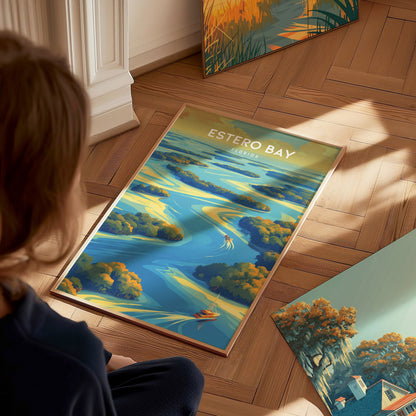 Estero Bay, Florida Poster | Mangroves & Gulf Coast Art Wall Art — styled in a modern interior