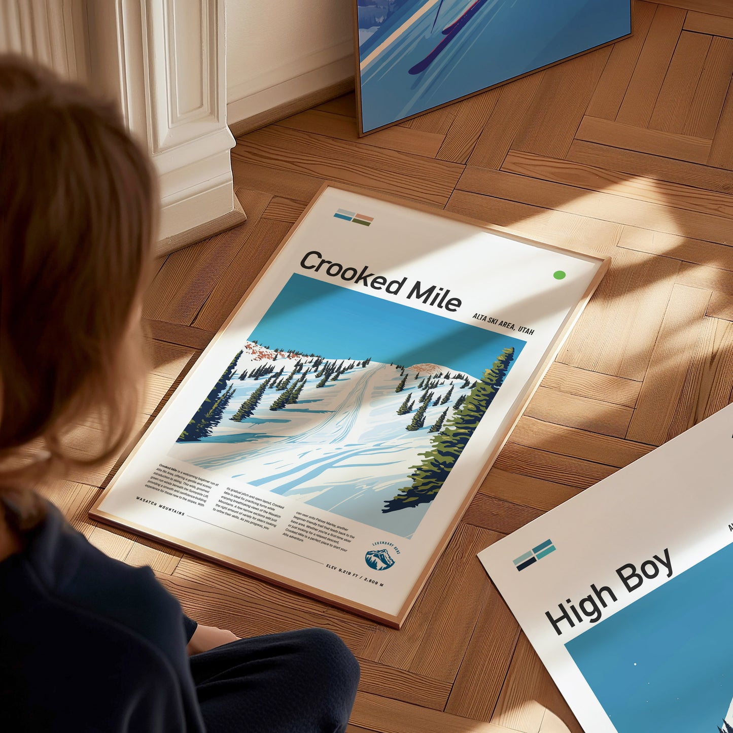 Crooked Mile Alta Ski Area Poster | Utah Skiing Resort Wall Art | Framed or Unframed