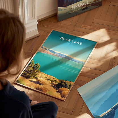 Bear Lake, Utah Poster | Beach House Decor Travel Gift Wall Art — styled in a modern interior