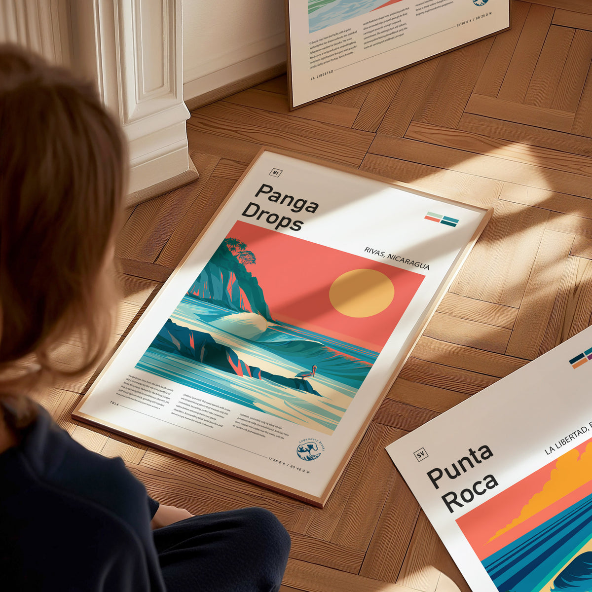 Panga Drops, Rivas, Nicaragua Poster | Tropical Surf Wall Art — styled in a modern interior
