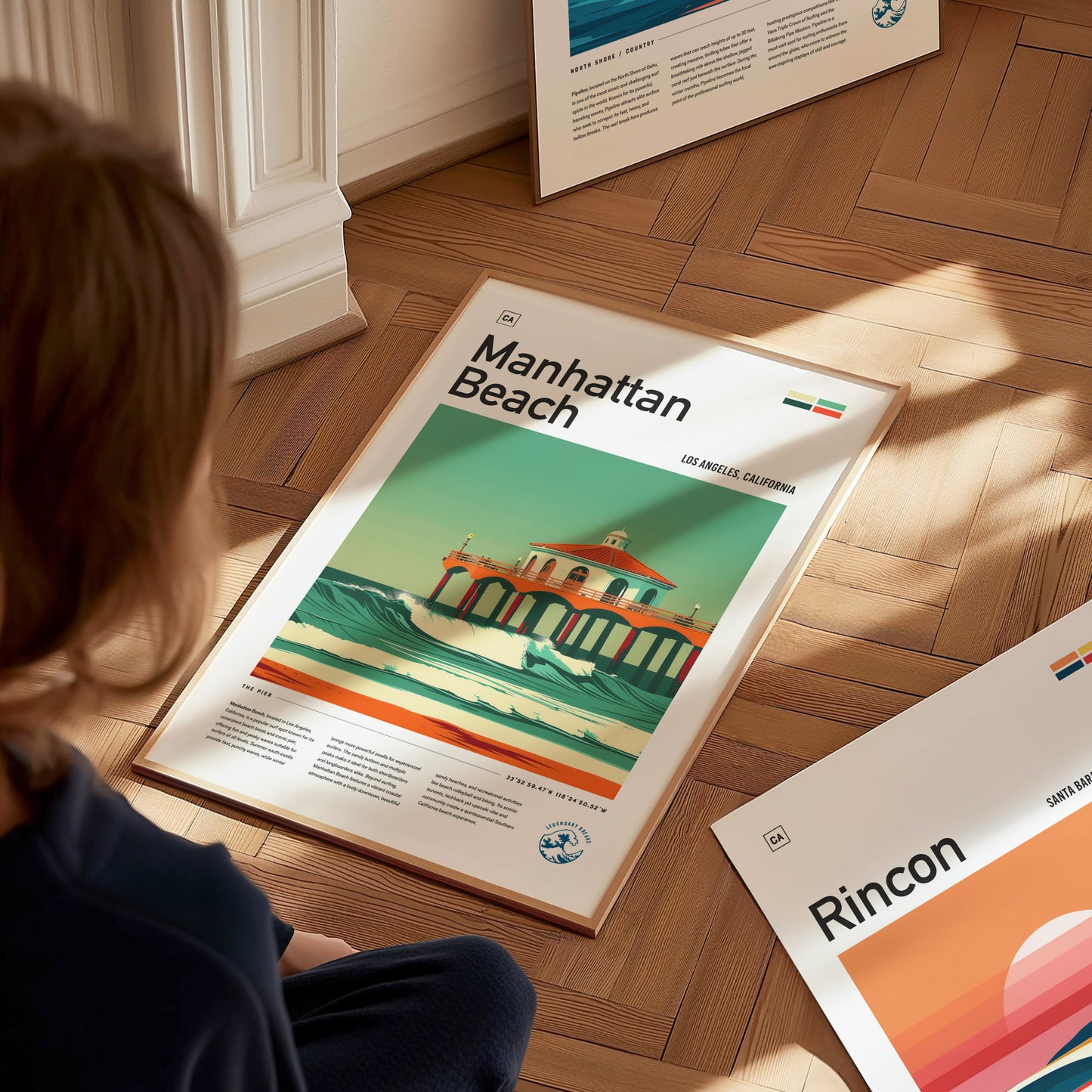 Manhattan Beach Pier Surf Spot Poster | California Surf Wall Art