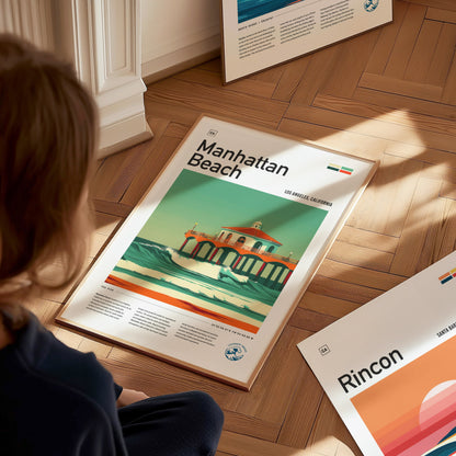 Manhattan Beach Pier Surf Spot Poster | California Surf Wall Art