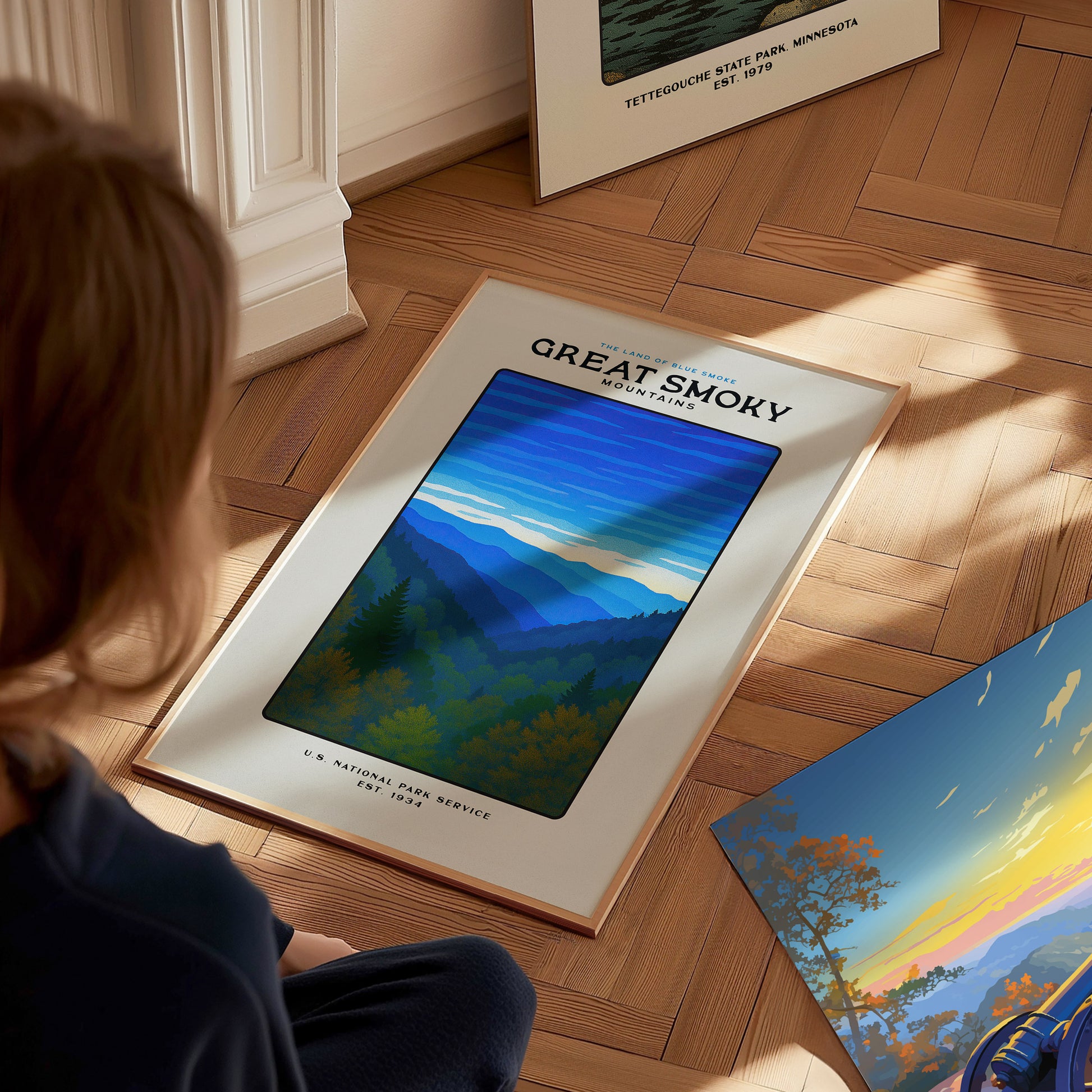 Great Smoky Mountains Block Print | Vintage National Park Wall Art