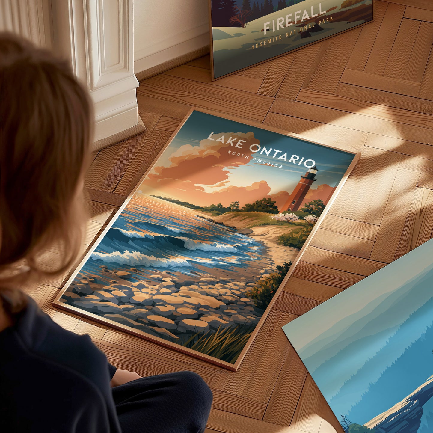 Lake Ontario, North America Poster | Freshwater Shores & Sailboat Horizon Wall Art — styled in a modern interior