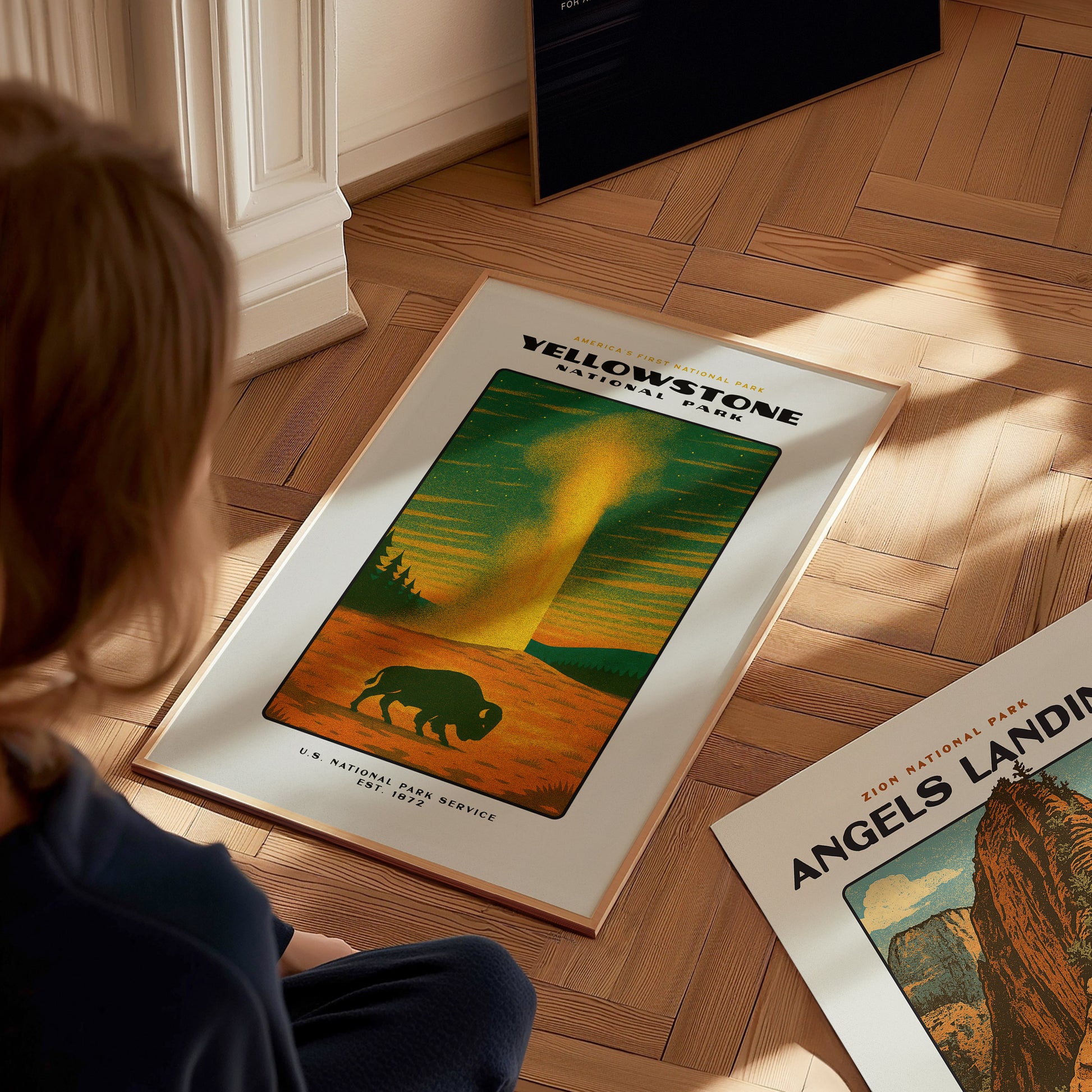 Yellowstone National Park Poster | Vintage WPA-Style Travel Art Print | Retro National Park Wall Decor | Framed or Unframed