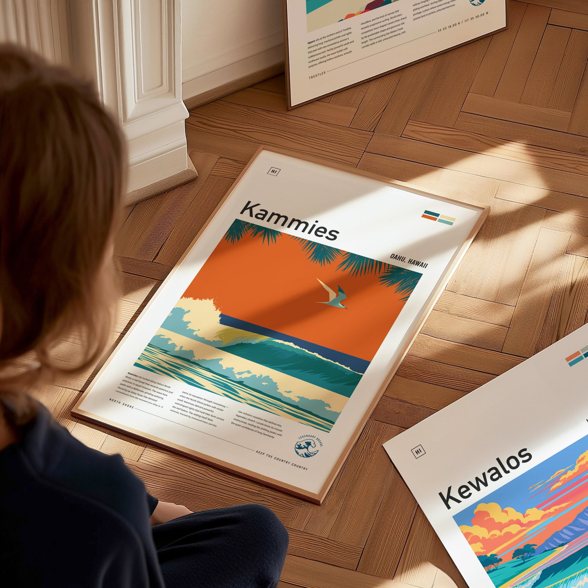 Kammies, Hawaii Poster | Tropical Surf Break Paradise Wall Art — styled in a modern interior