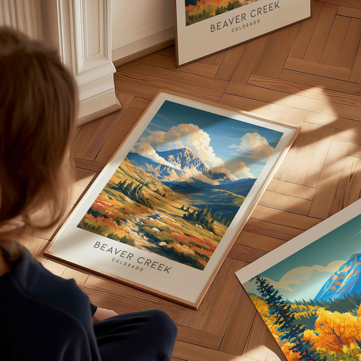 Beaver Creek Matte Border Poster | Colorado Framed or Unframed Travel Wall Art — styled in a modern interior
