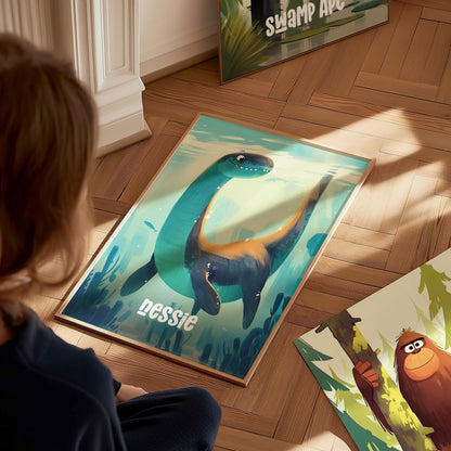 Nessie Poster | Cute Cryptid Loch Ness Wall Art Print