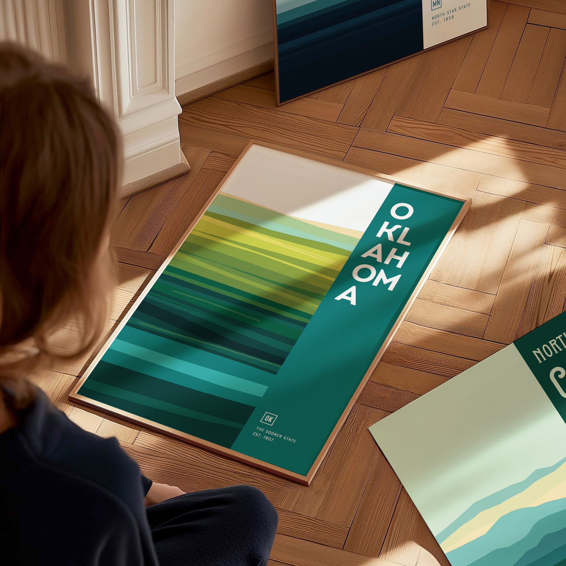 Oklahoma Sooner State Poster | Abstract Tallgrass Prairie Wall Art Print