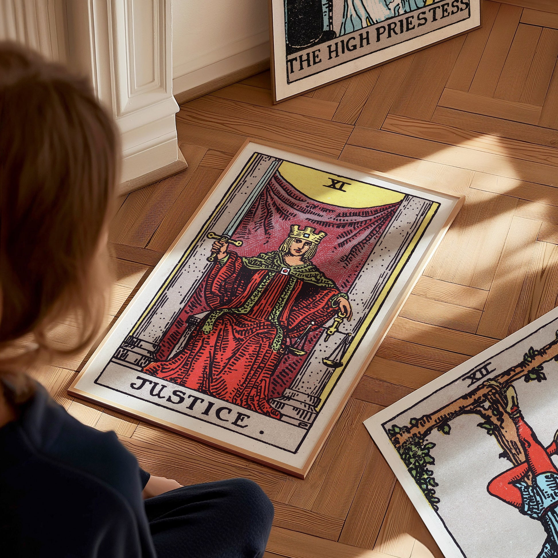 Justice Tarot Card Poster | Vintage Rider Waite Smith Wall Art