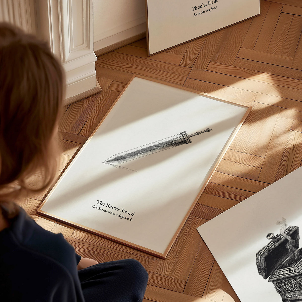 The Buster Sword Poster | Gladius Maximus Midgarensis Pen and Ink Print Scientific Illustration Wall Art — styled in a modern