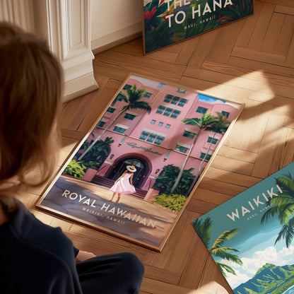 Royal Hawaiian Hotel Poster | Waikiki Pink Palace | Hawaii Romance Gift