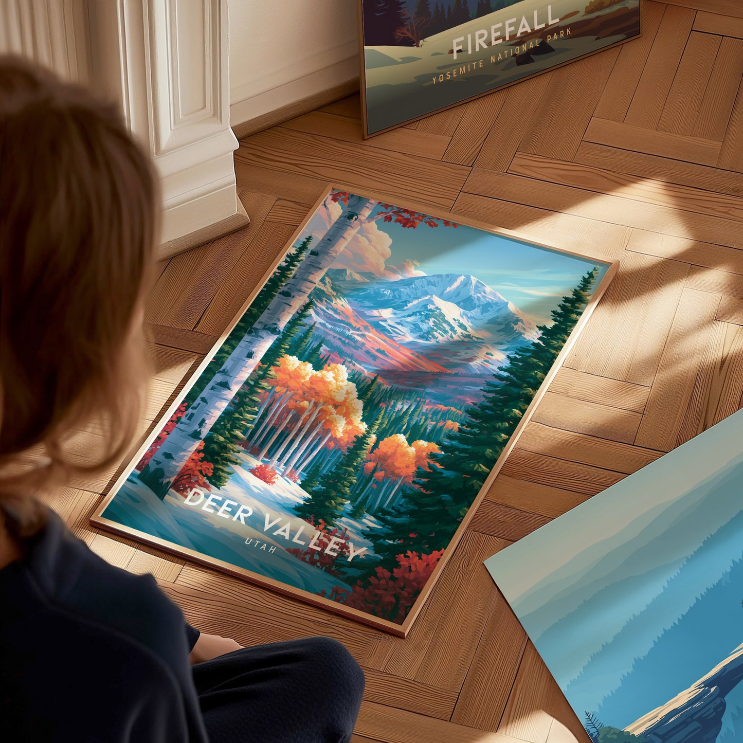 Deer Valley, Utah Poster | Alpine Ski Lodge Mountain Wall Art — styled in a modern interior