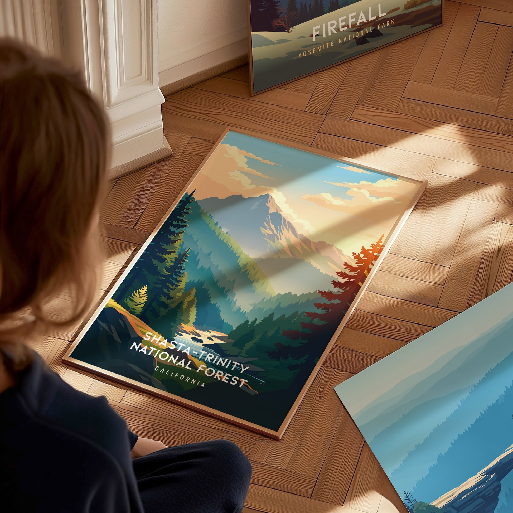 Shasta-Trinity National Forest, California Poster | Mountain Wilderness & Alpine Lake Wall Art — styled in a modern interior