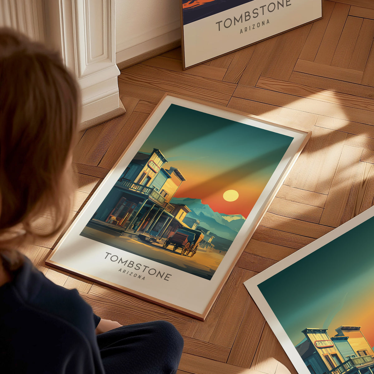 Tombstone Matte Border Poster | Arizona Travel Wall Art — styled in a modern interior