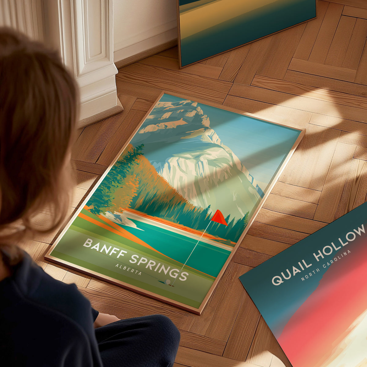 Banff Springs, Alberta Poster | Golf Wall Art & Golfer Gift Wall Art — styled in a modern interior