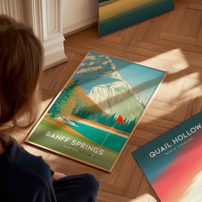 Banff Springs, Alberta Poster | Golf Wall Art & Golfer Gift Wall Art — styled in a modern interior