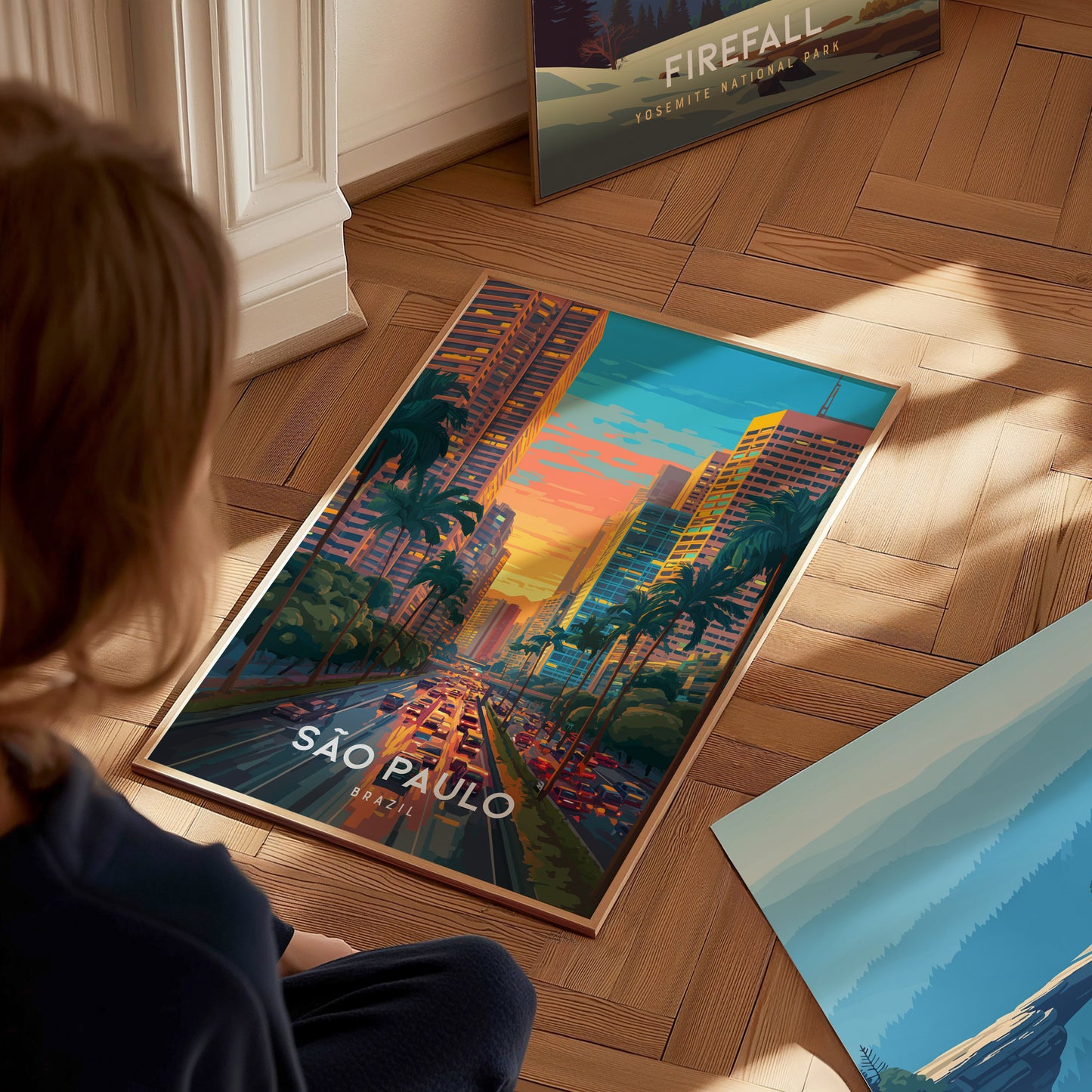 São Paulo, Brazil Poster | Urban Skyline & Tropical Energy Wall Art — styled in a modern interior