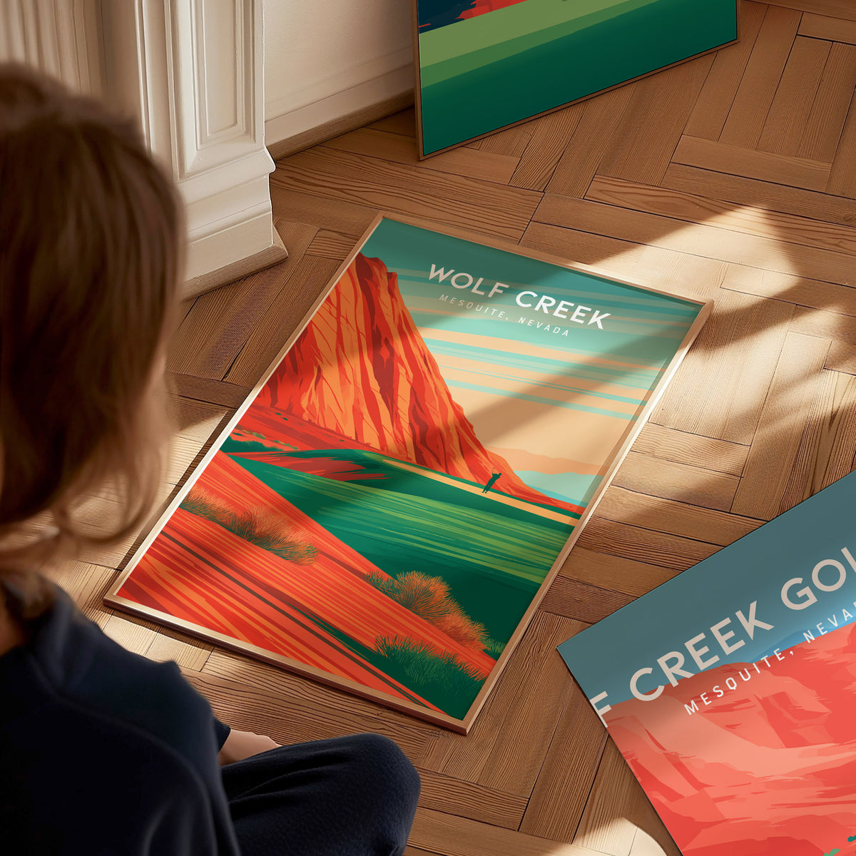 Wolf Creek Golf Club, Mesquite, Nevada Poster | Desert Canyon Links Golfer Gift Wall Art — styled in a modern interior