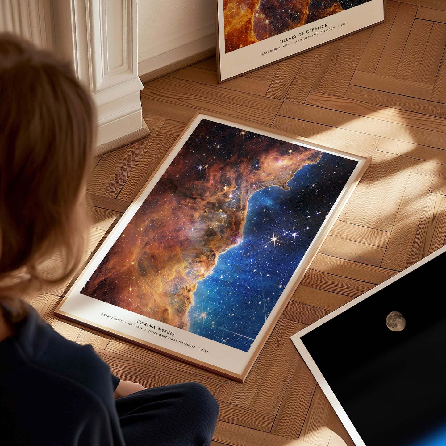 Carina Nebula James Webb Space Telescope poster featuring star-forming cosmic cliffs