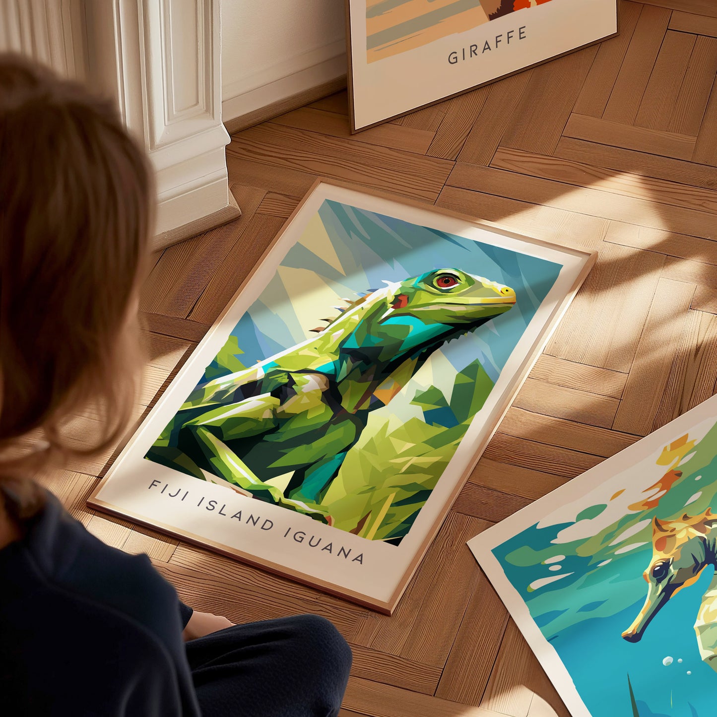 Fiji Island Iguana Poster | Tropical Reptile Paradise Wildlife Wall Art — styled in a modern interior