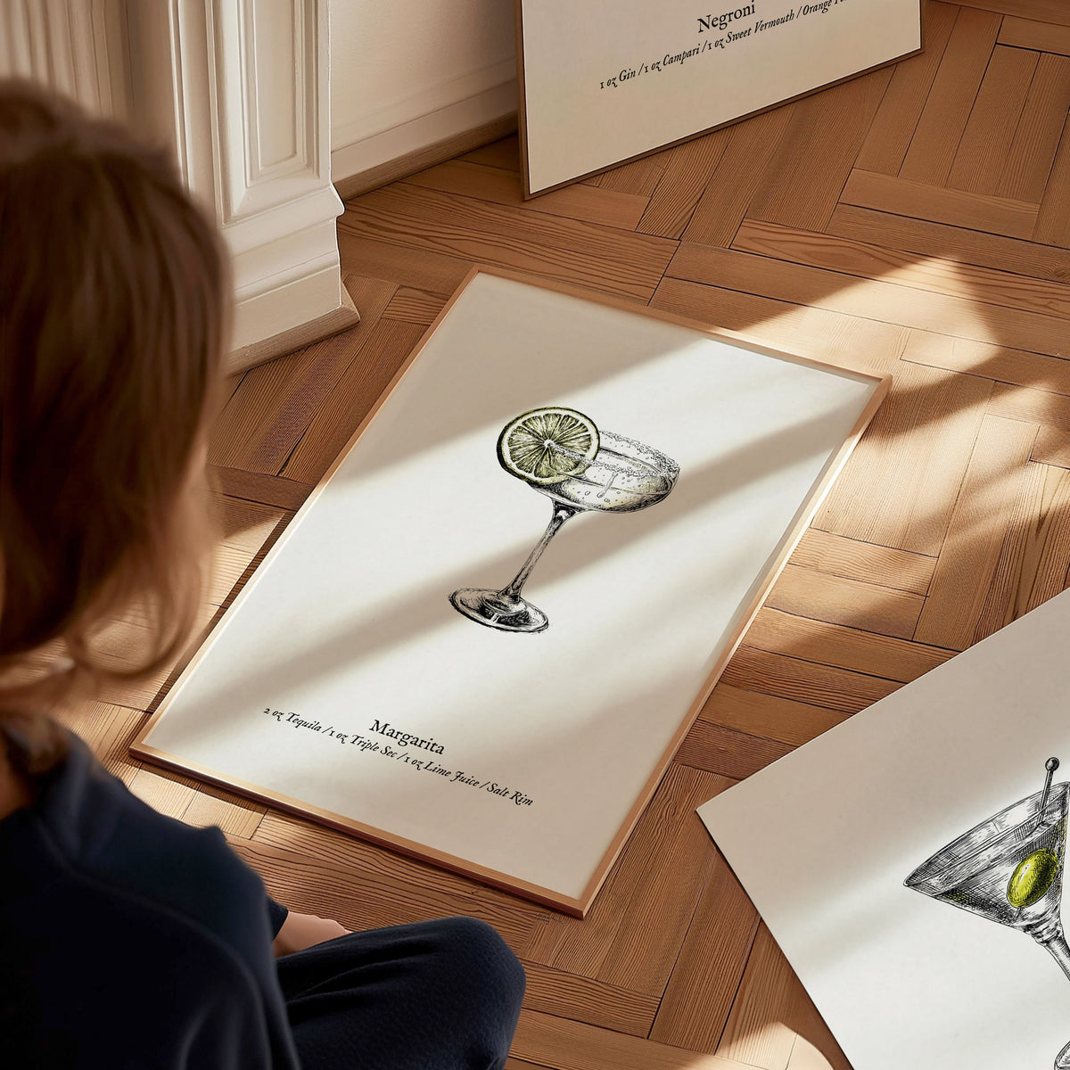 Margarita Cocktail Poster | Classic Tequila Lime Bar Art Print — styled in a modern interior