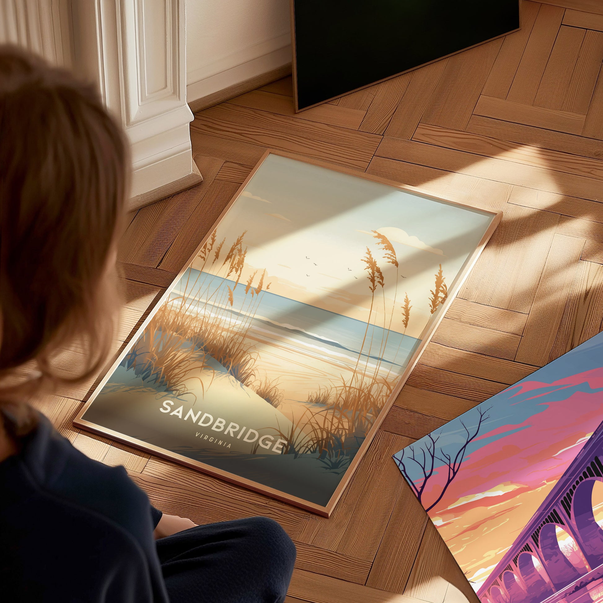 Sandbridge Poster | Virginia Beach Art | Coastal Dunes Sunrise VA Print