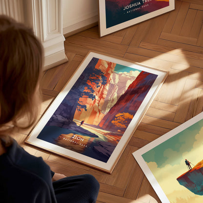 Zion National Park Poster | Minimalist Utah Wall Art Print | Framed or Unframed