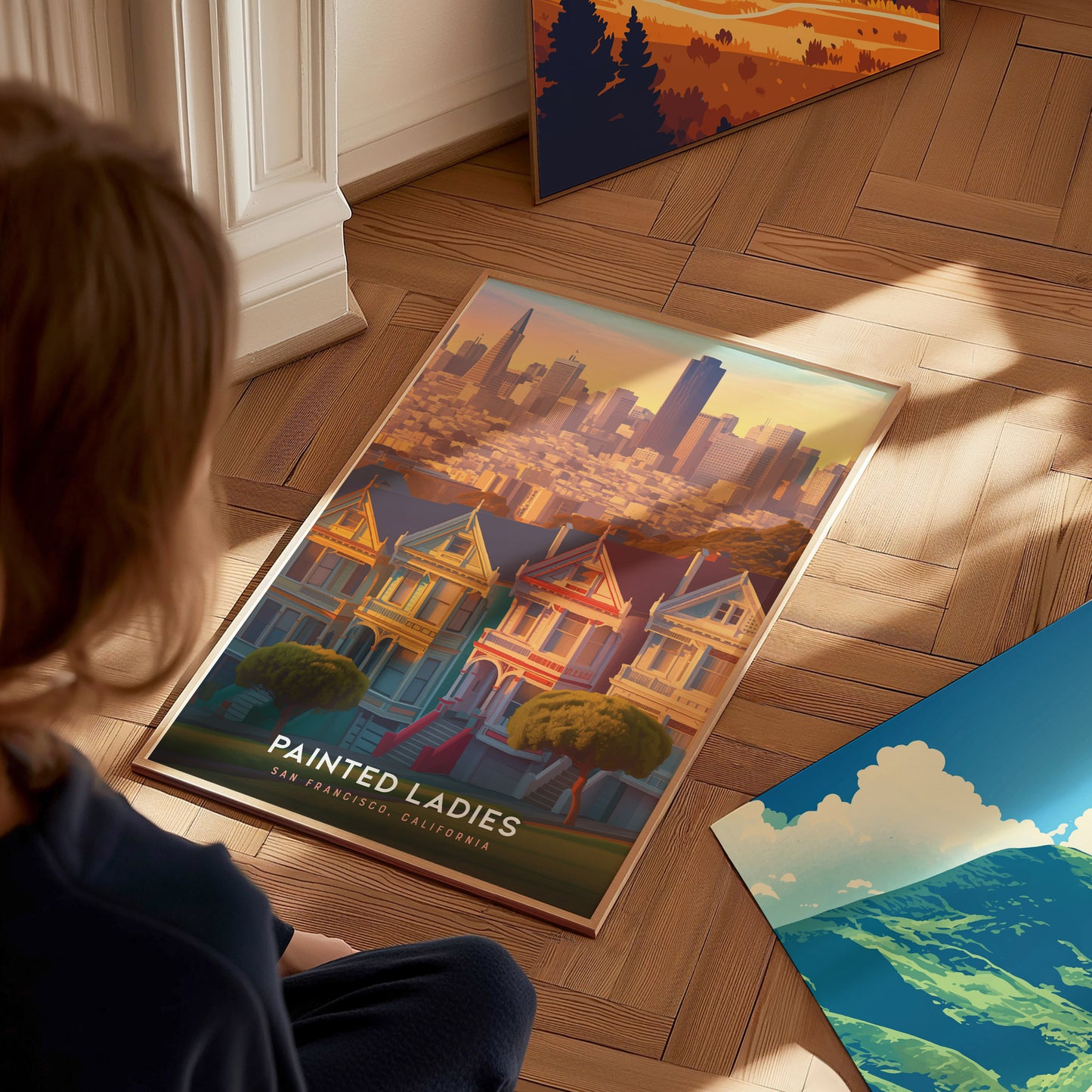 Painted Ladies San Francisco Poster | Alamo Square Victorian Wall Art Print