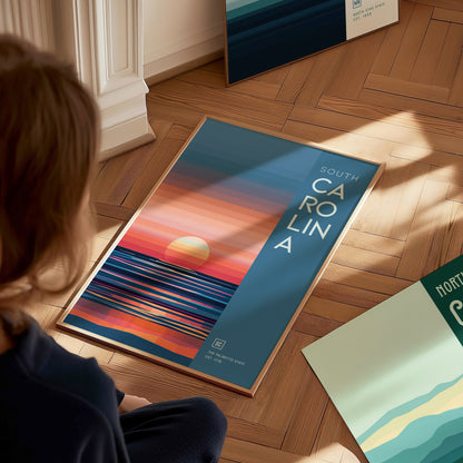 South Carolina Poster | Palmetto State Sunrise Art | Lowcountry Gift